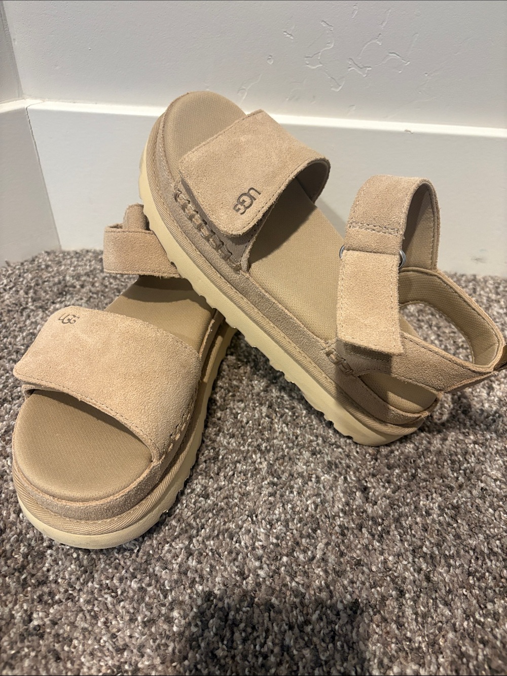 UGG womens Beige Suede Strap Sandals - Picture 2 of 5